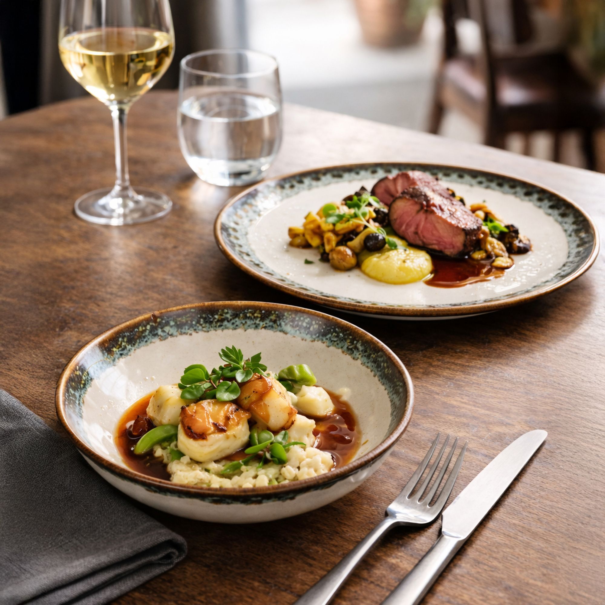 Lot de 6 assiettes plates atome 25cm en faience beige ATOME