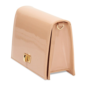 Borsa donna a tracolla nude in vernice
