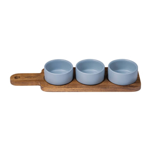 Set de 3 boles para salsa + 1 bandeja de madera san ignacio