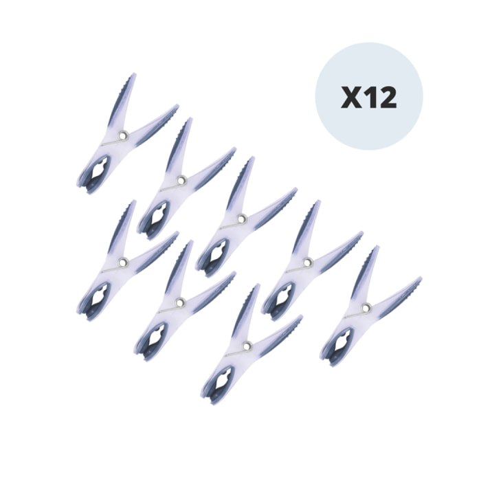 Lot de 12 Pinces à  linge Bi matiere Gris MSV