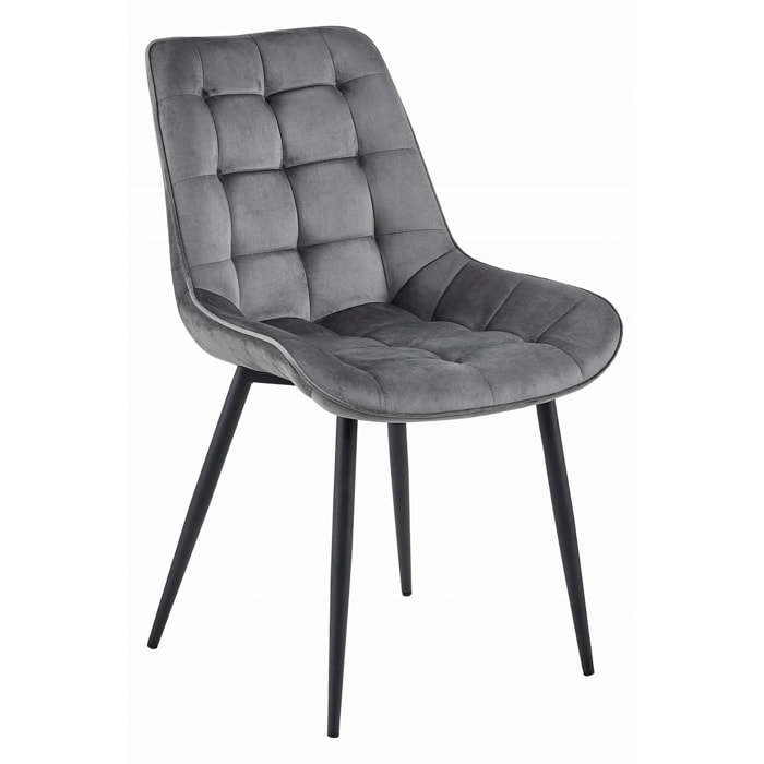 Set di 2 sedie Bera in velluto grigio scuro e metallo nero
