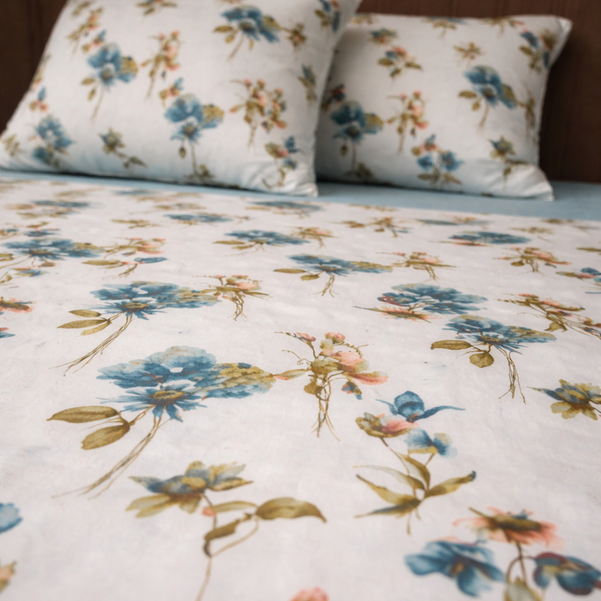 SARTORIALE Parure Copripiumino in Percalle Celine_Matrimoniale_Azzurro