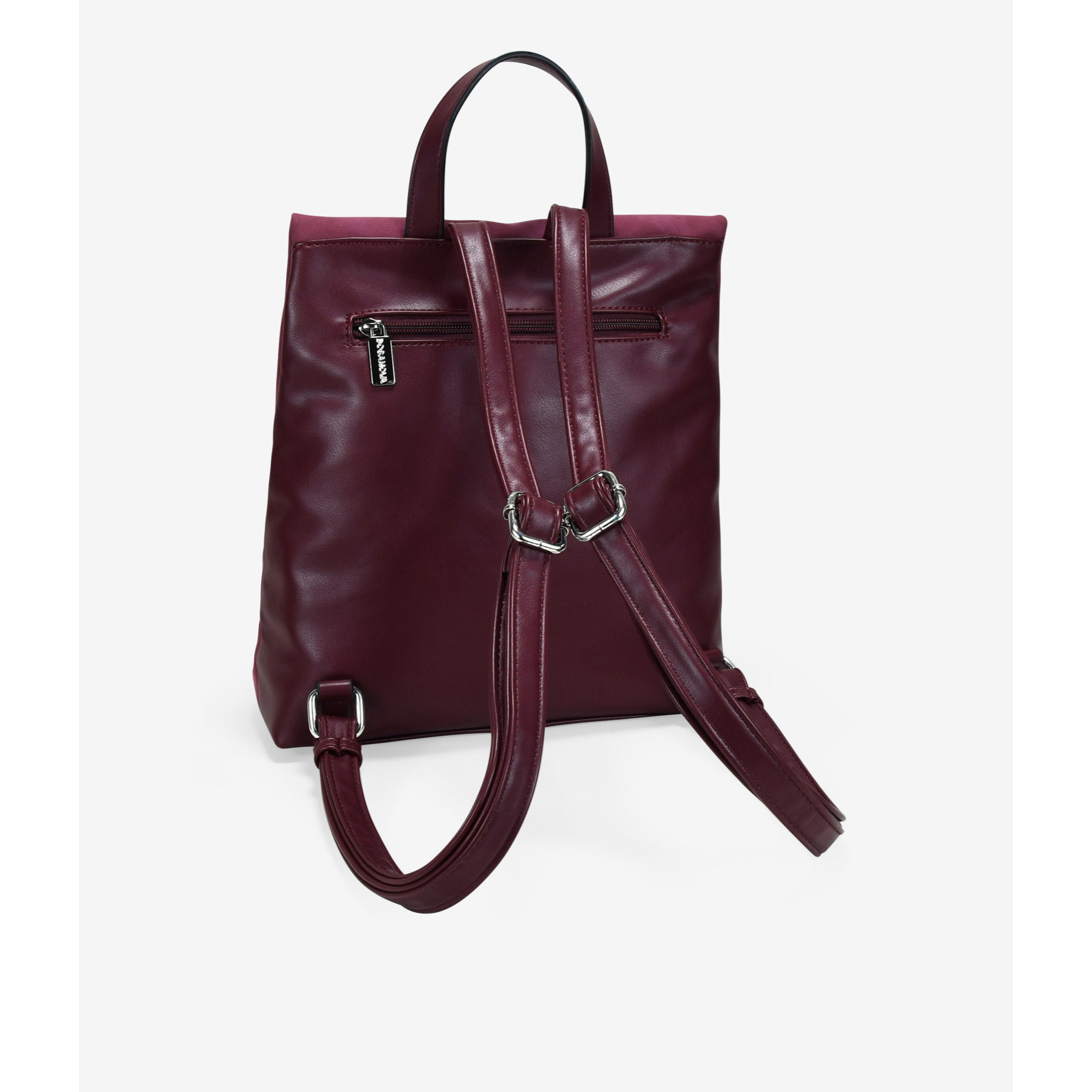 Mochila antirrobo burdeos con bordado y tachas