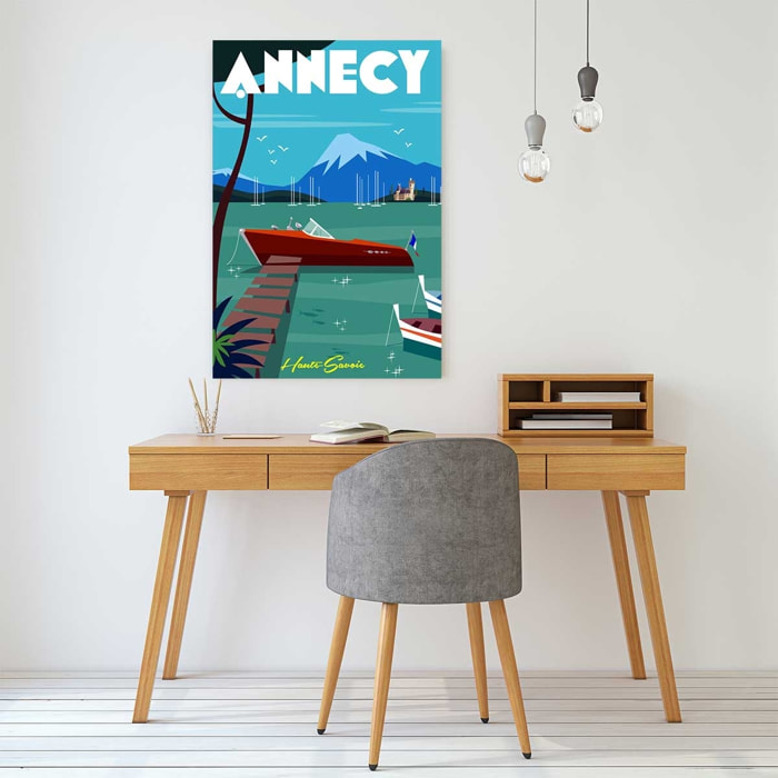 Tableau château et lac d' annecy Toile imprimée