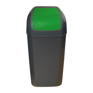 Cubo - papelera con tapa basculante de 15l color verde