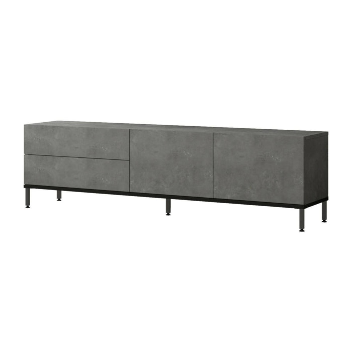 Mobile porta TV Basyang, Credenza da soggiorno, Armadio basso per TV, Base parete attrezzata, 170x36h46 cm, Argento e Nero