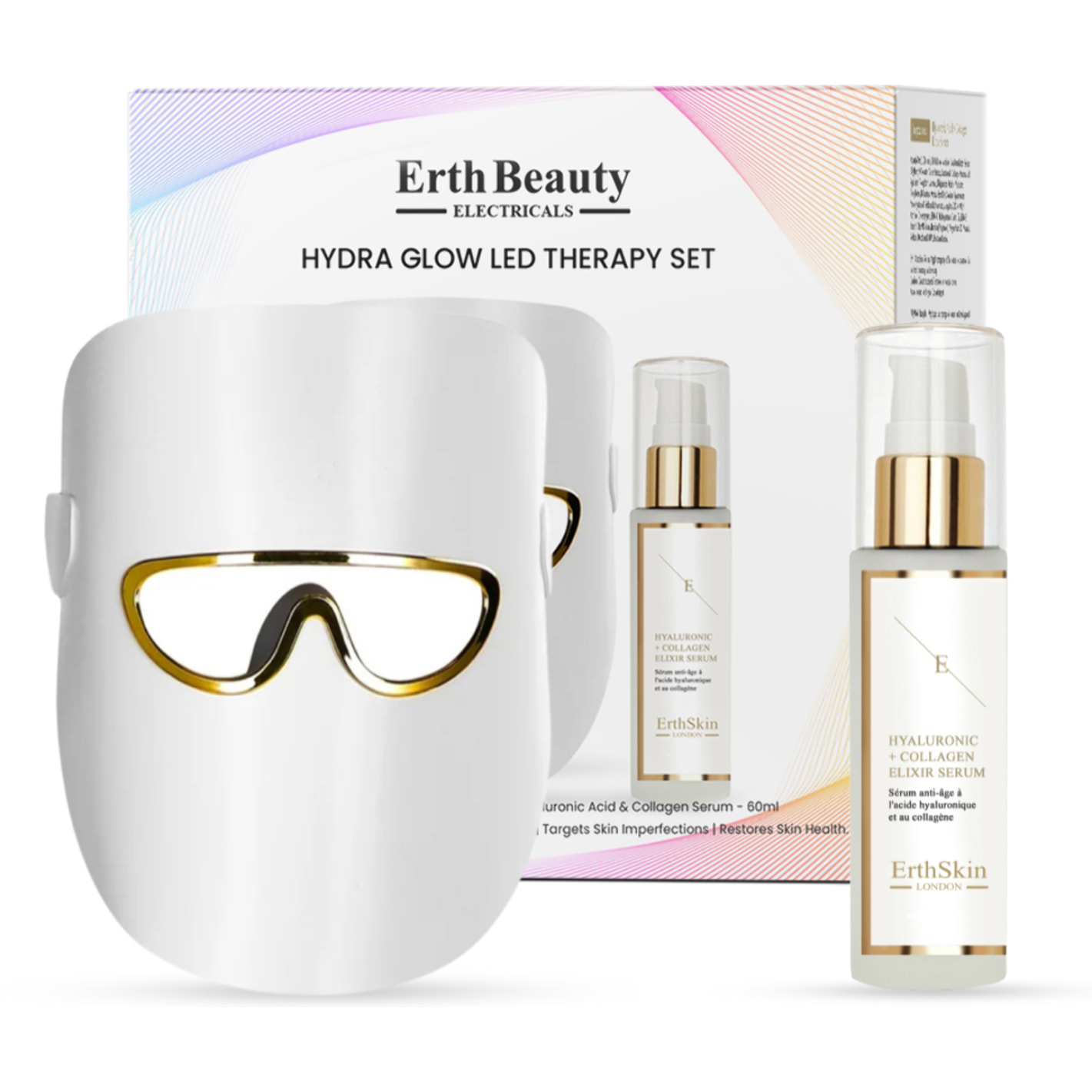 SET DE TERAPIA LED HYDRA GLOW (MÁSCARA DE TERAPIA DE LUZ LED blanca con suero HA)