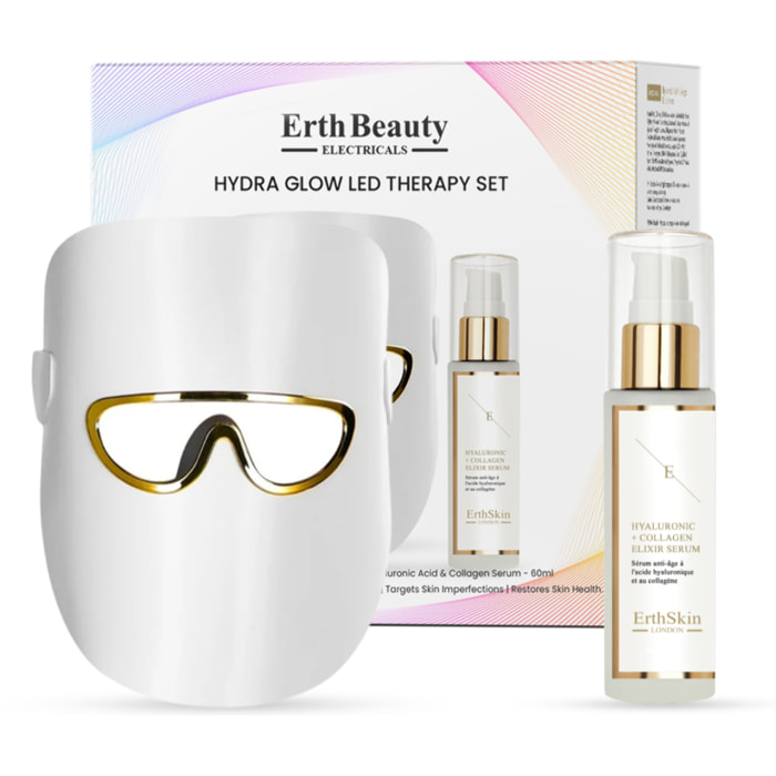 SET DE TERAPIA LED HYDRA GLOW (MÁSCARA DE TERAPIA DE LUZ LED blanca con suero HA)