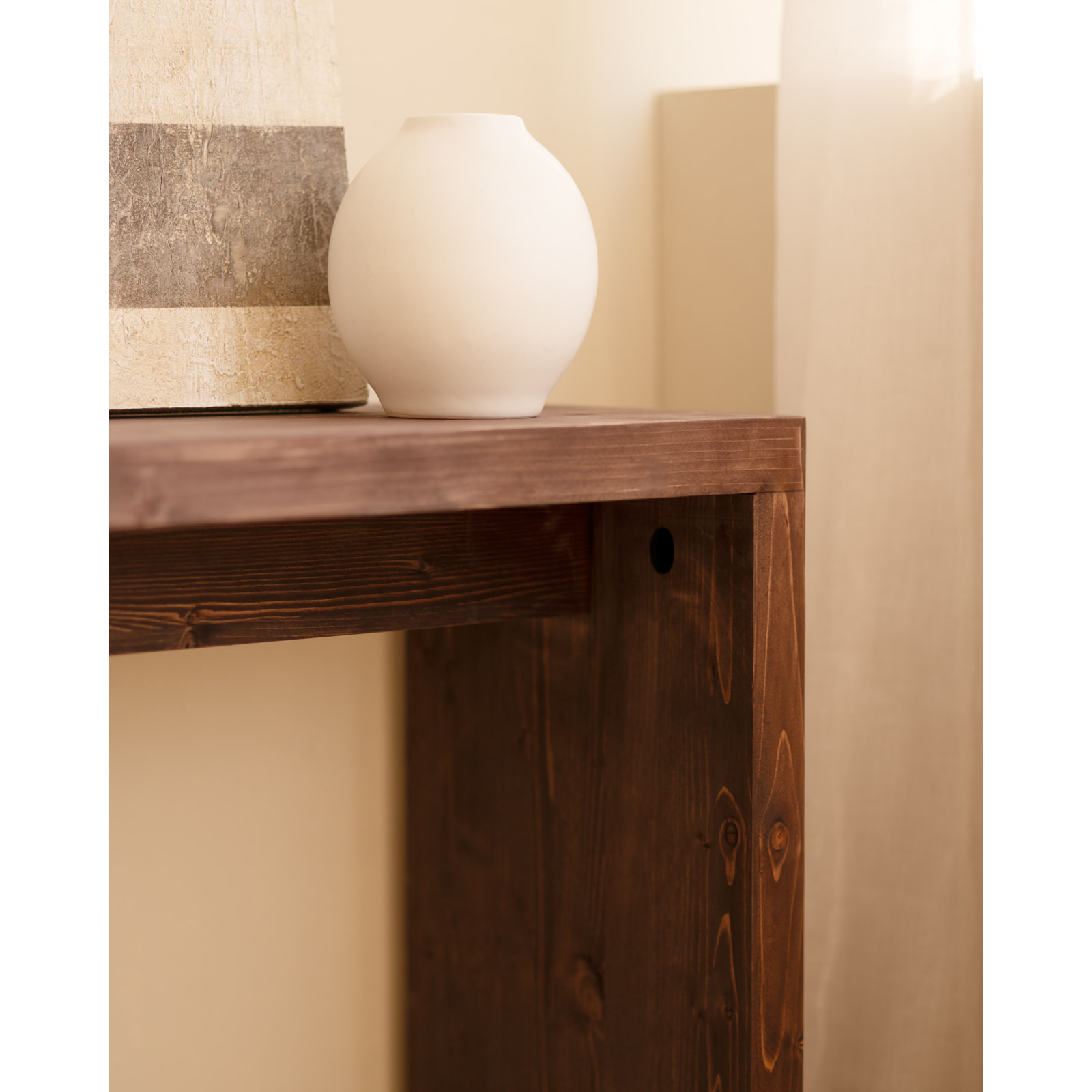 Console en bois massif ton noyer 120x80cm Hauteur: 80 Longueur: 120 Largeur: 30