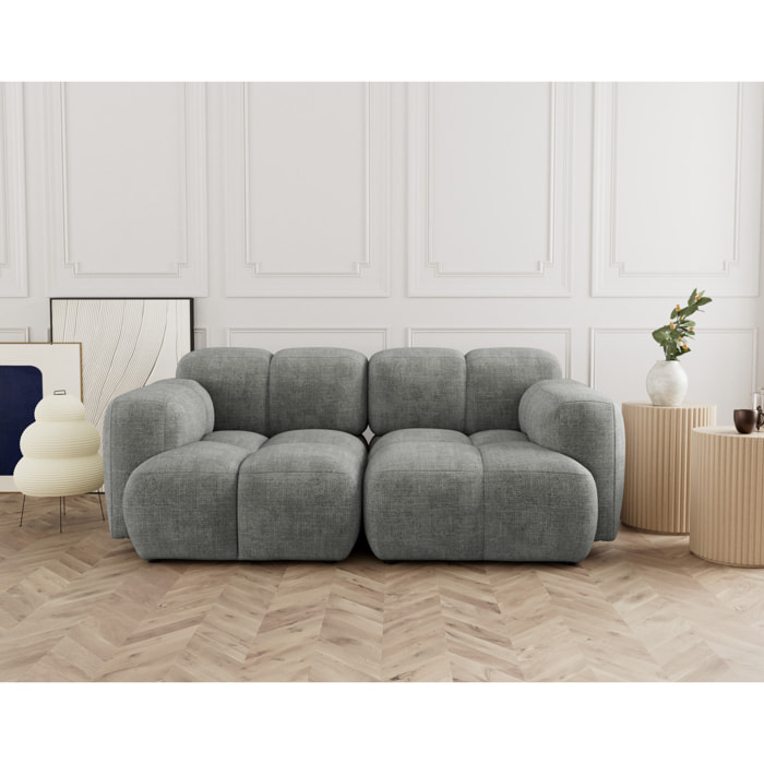 Grace - canapé modulable 2 places en velours texturé - Gris