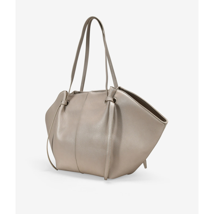 Bolso de hombro beige con cremallera