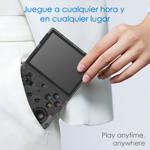 Console emulatore multipiattaforma RG353VS. Schermo IPS da 3,5"; sistema operativo Linux, quad-core da 1,8 GHz, WiFi, 128 GB. +23.000 giochi.