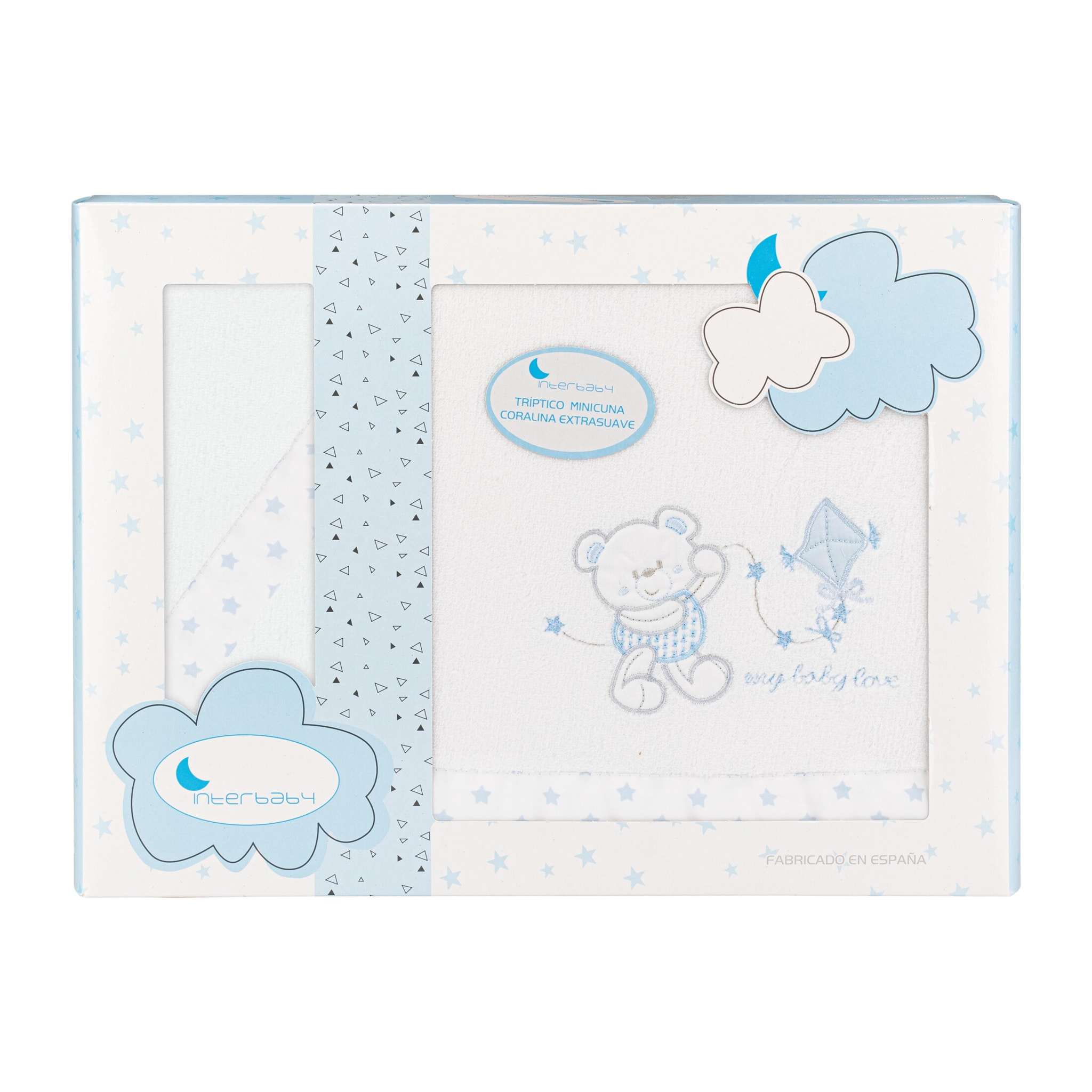 Juego 3 Pcs Minicuna Coralina Mod Baby Love Bco/Azul
