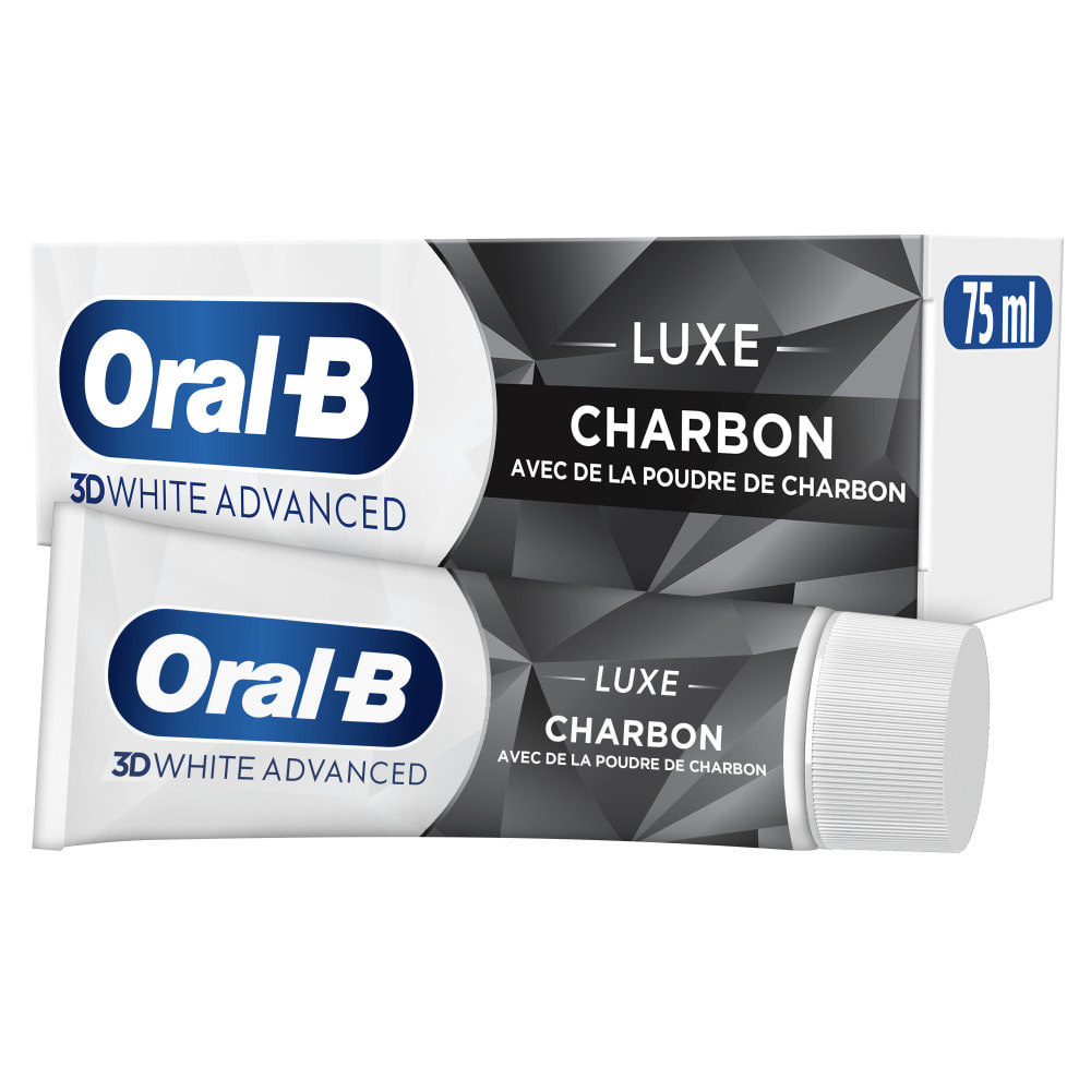 4 Dentifrices Charbon 75ml - Oral B 3D White Adv Luxe