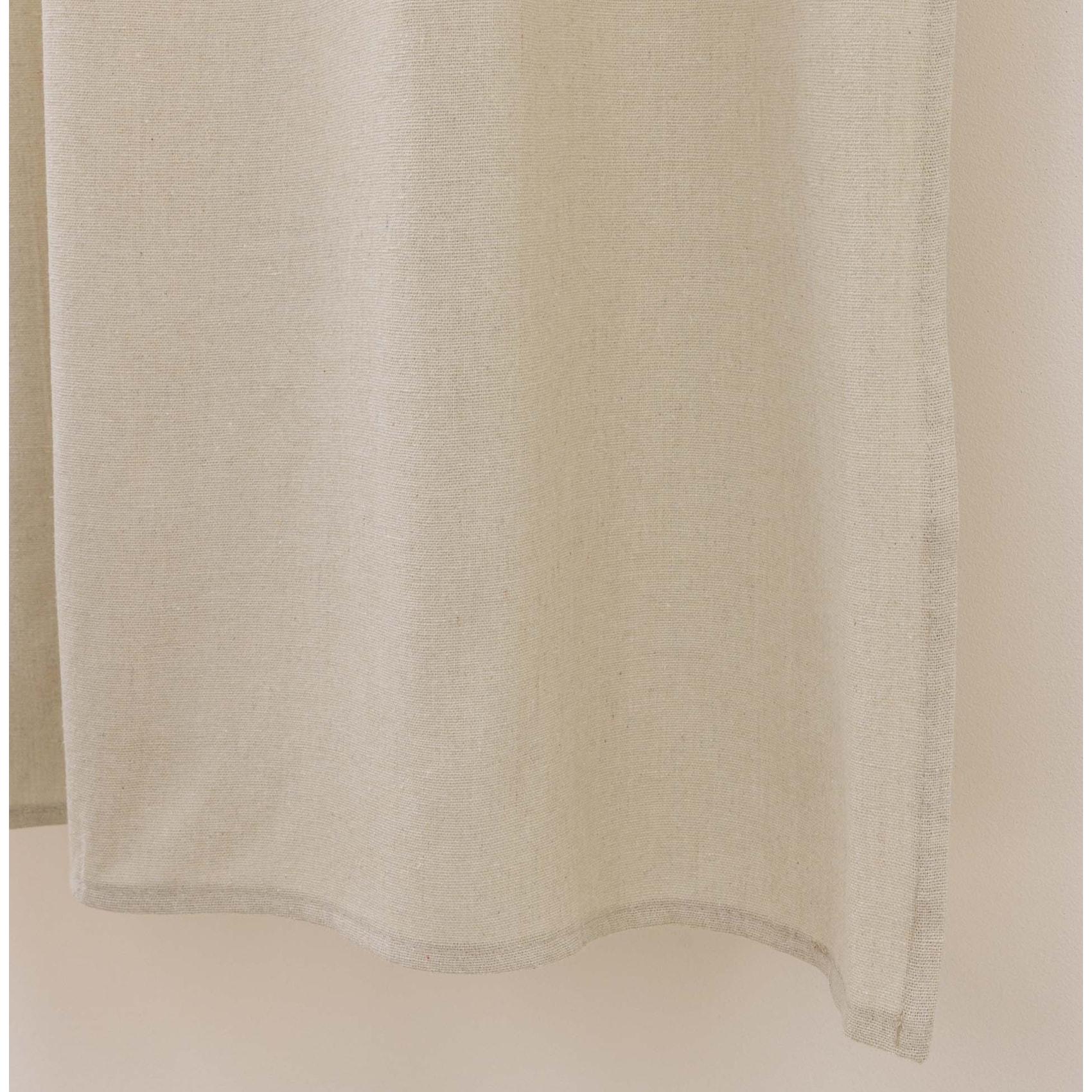 Rideau tamisant polycoton avec passants et pompons - Beige