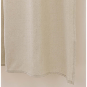 Rideau tamisant polycoton avec passants et pompons - Beige
