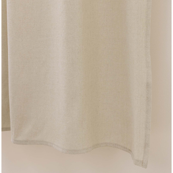 Rideau tamisant polycoton avec passants et pompons - Beige