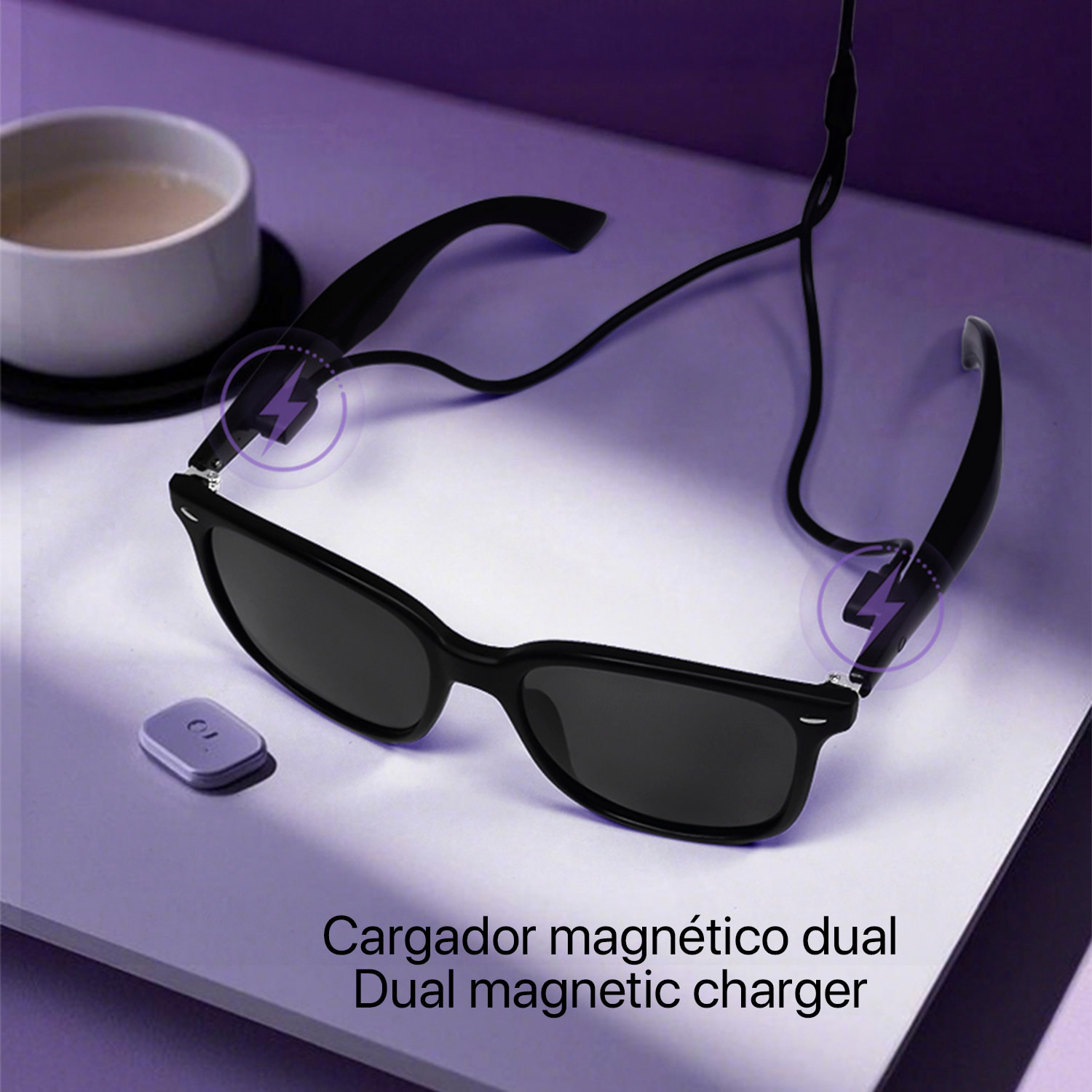 Gafas AI GY-500, traducción de +100 idiomas, asistente inteligente y notas de voz.