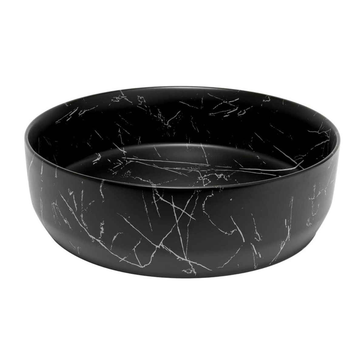 Vasque à poser ronde diamètre 39 cm - effet marbre noir mat - sans trop-plein - SAT Infinitio