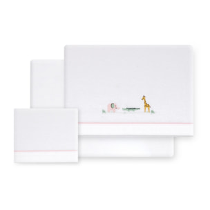 Triptico Coche Franela Jirafsa Savanna Bco/Rosa