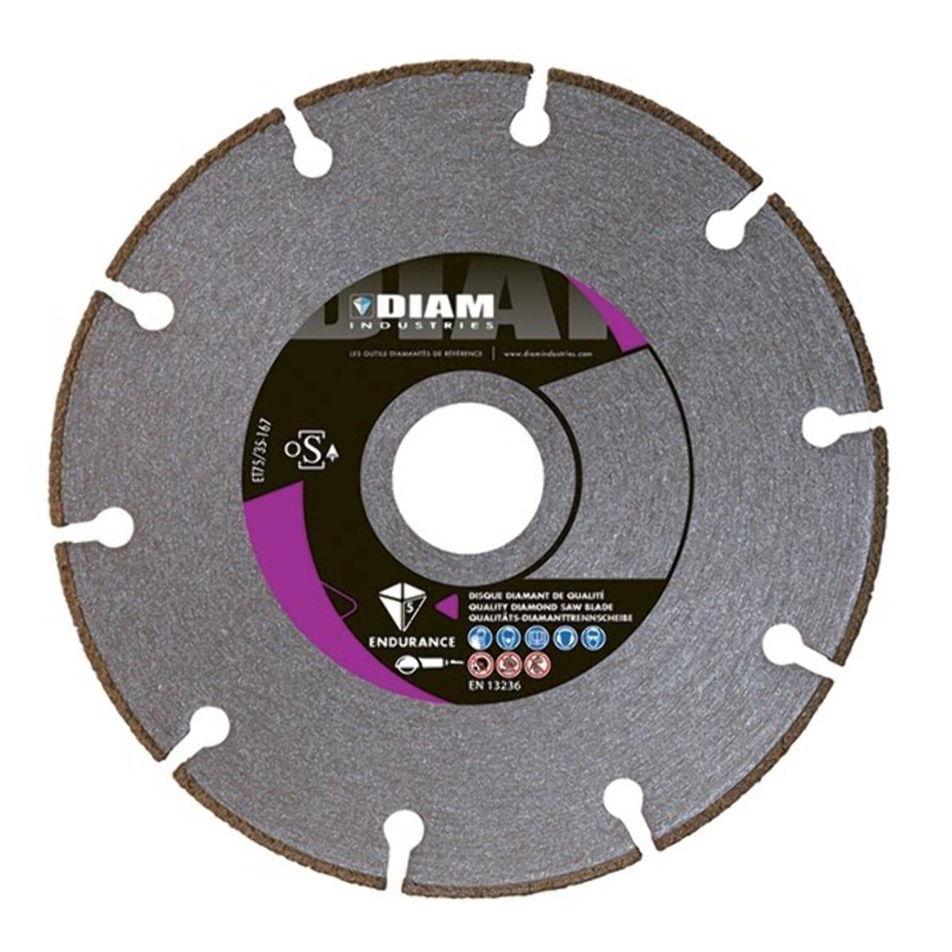 Disque diamant Ø125mm/22,23 pour acier inox fonte pvc métal - DIAM INDUSTRIES - SPI125/22