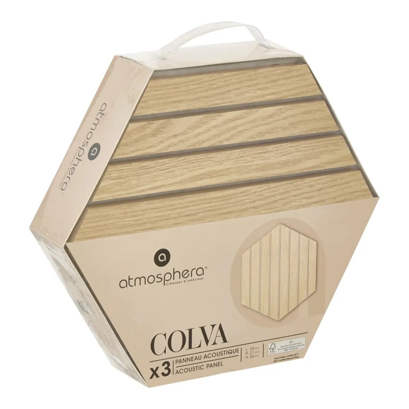 Lot de 3 panneaux décoratifs Colva beige fond gris 30x26cm
