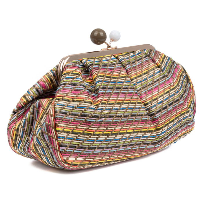 Boesio Bolso bandolera Mujer. Fabricado en rafia sintética entrelazada.