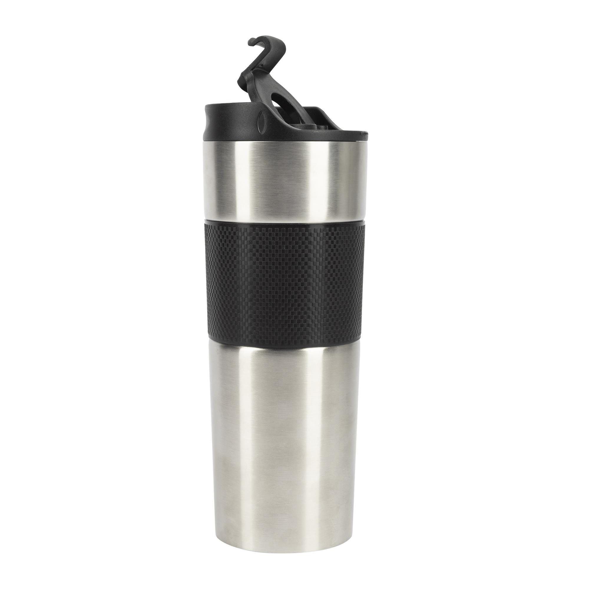 Taza de Viaje 460ml en Acero inoxidable y silicona Negro LOVERS Bergner