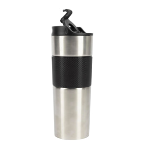 Taza de Viaje 460ml en Acero inoxidable y silicona Negro LOVERS Bergner