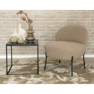 Renato - fauteuil avec pieds en acier - en tissu bouclette - Beige