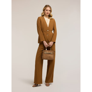 Motivi - Pantaloni palazzo misto viscosa - Marrone