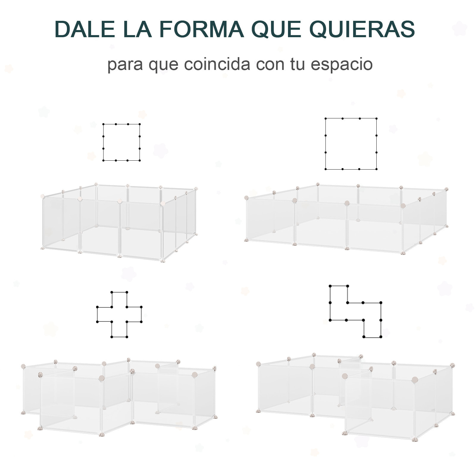 Valla para Animales de Metal Modulable con 12 Paneles Cobayas y Cachorros