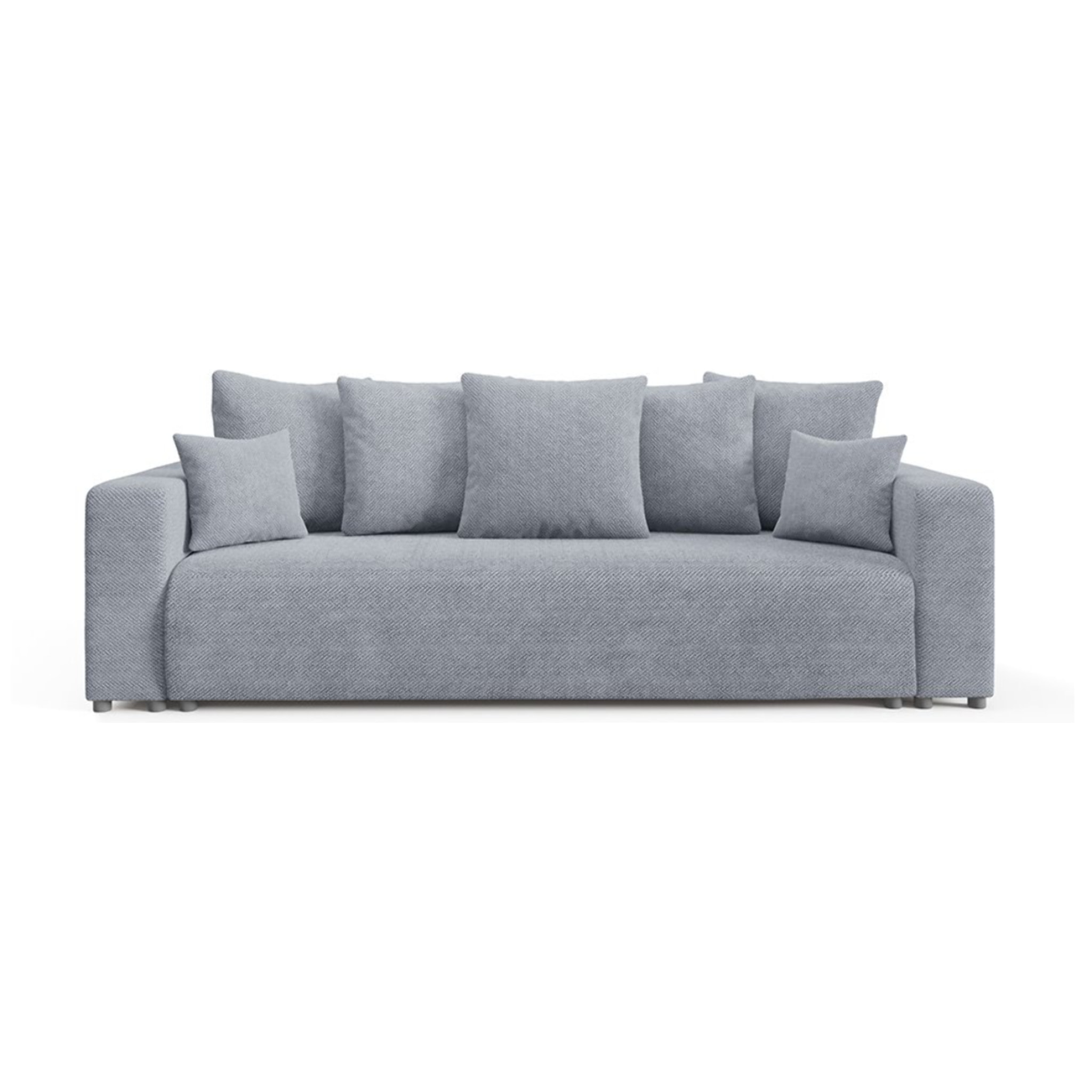 GLORIA - Canapé droit convertible 3 places en tissu gris foncé
