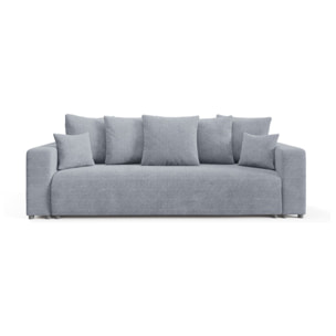 GLORIA - Canapé droit convertible 3 places en tissu gris foncé