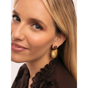 Pendientes Purple Catalina Acero Baño Oro