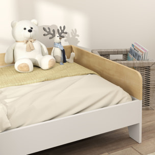 Lit pour enfant 3-8 ans style nordique - sommier à lattes inclus - blanc effet bois clair