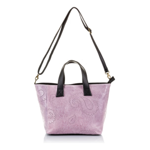 Cassandra Borsa tote Donna. Pelle autentica Suede Incisa Arabesco