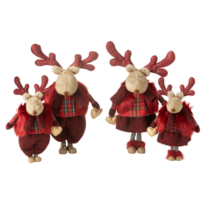J-Line figurine Renne Garçon + Fille Coeur - polyester - rouge - large - 2 pcs