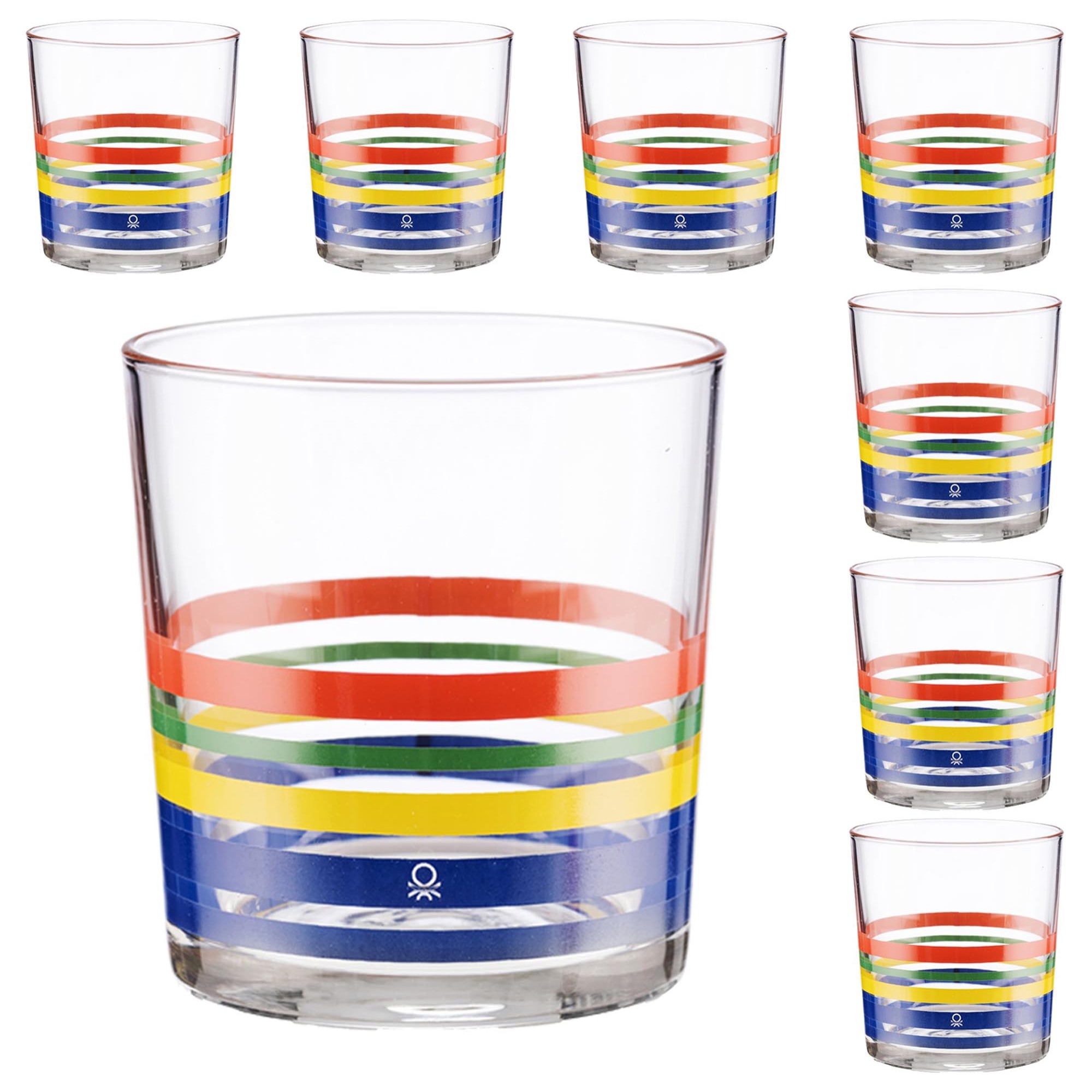 Set cristalería 8 piezas de vasos de vidrio, decorados, 33 cl.