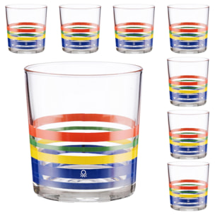 Set cristalería 8 piezas de vasos de vidrio, decorados, 33 cl.