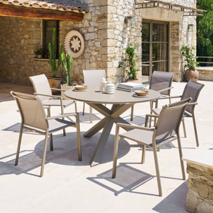 Table de jardin 6 places Oryon D130cm café