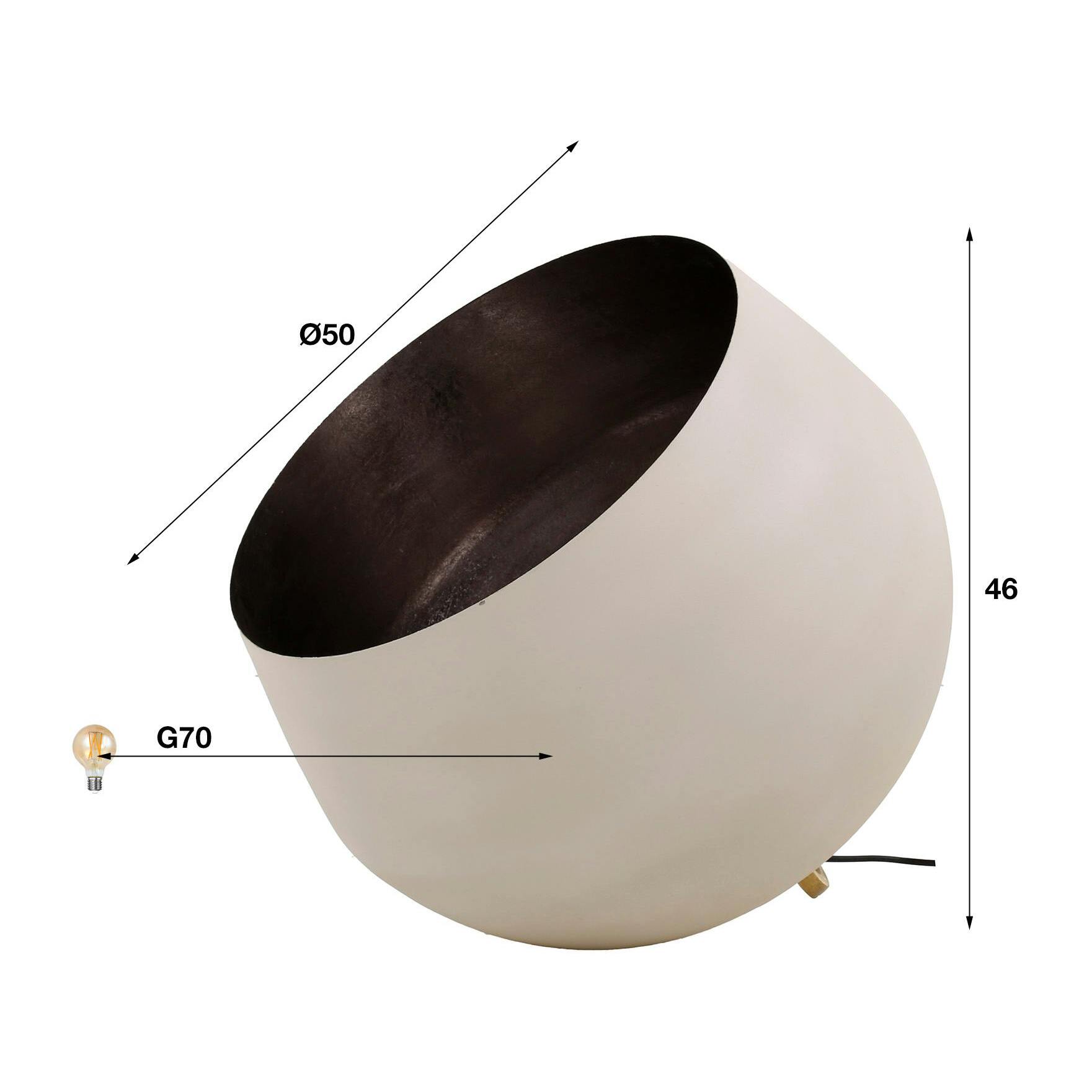 Lampe à poser cloche finition gris naturel ø 50 cm RALF