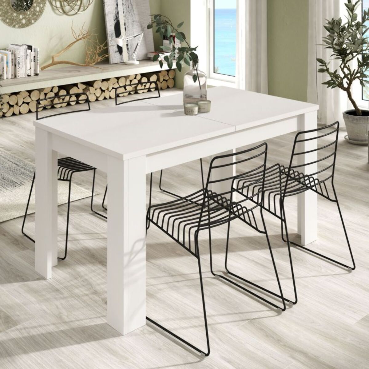 Mesa de comedor extensible Kendra 123 Blanco Artik (Blanco Mate)