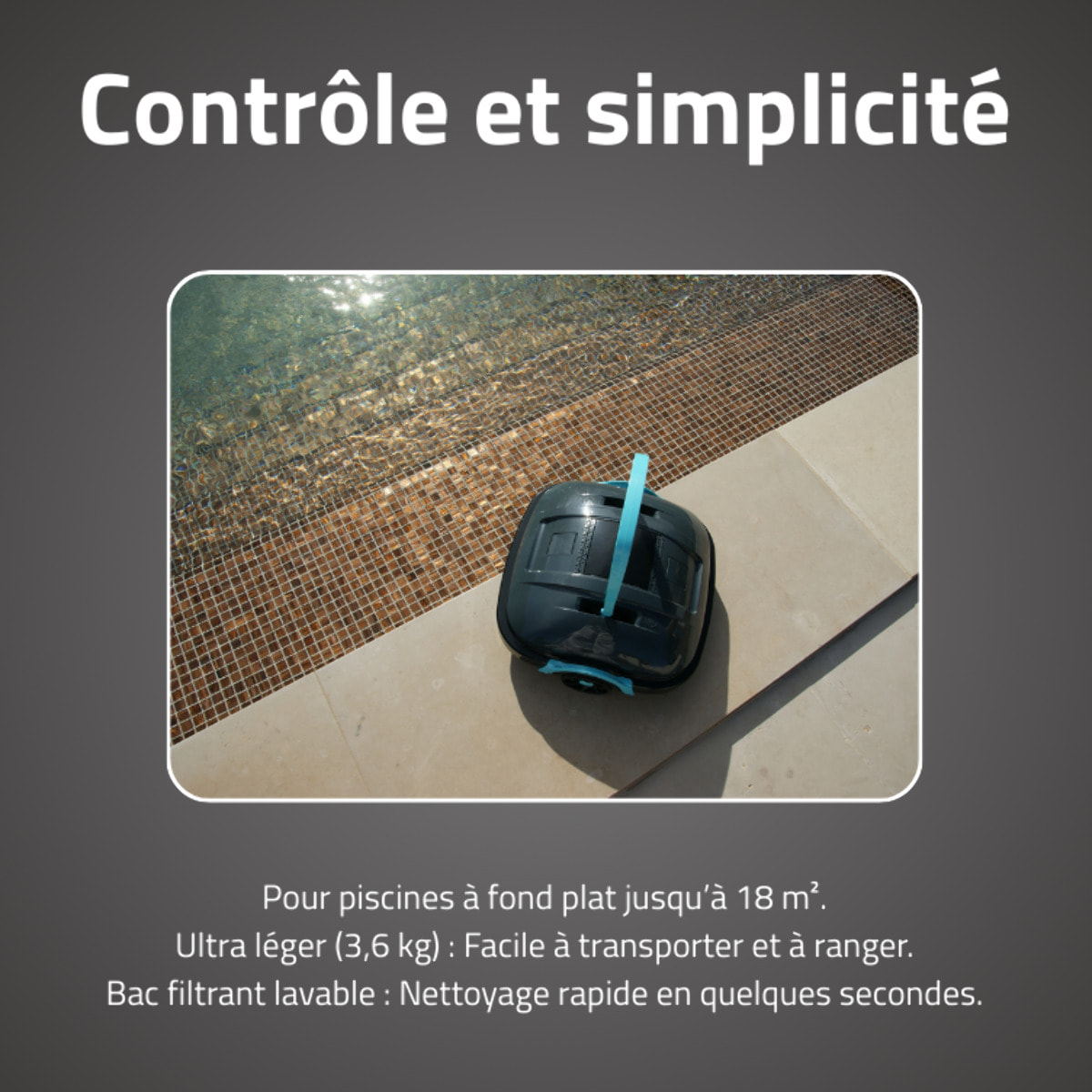 Bestway Robot piscine sans fil Platy nettoyage fond plat 18 m² max