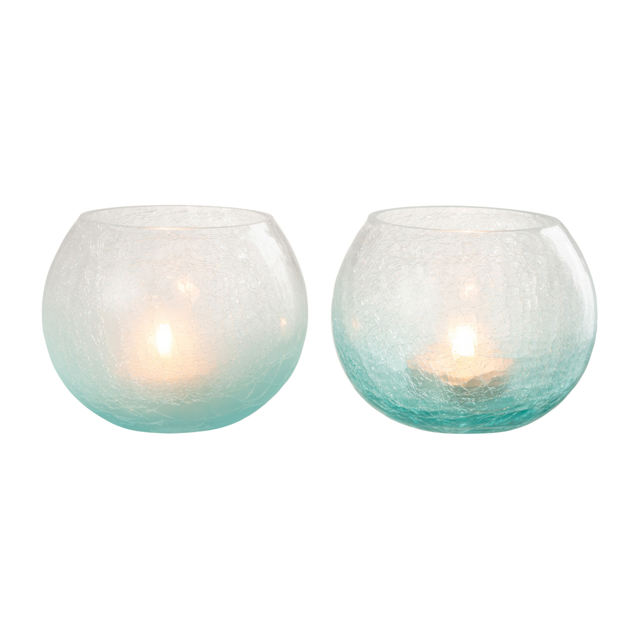 J-Line photophore Boule Craquele - verre - bleu - medium - 2 pcs