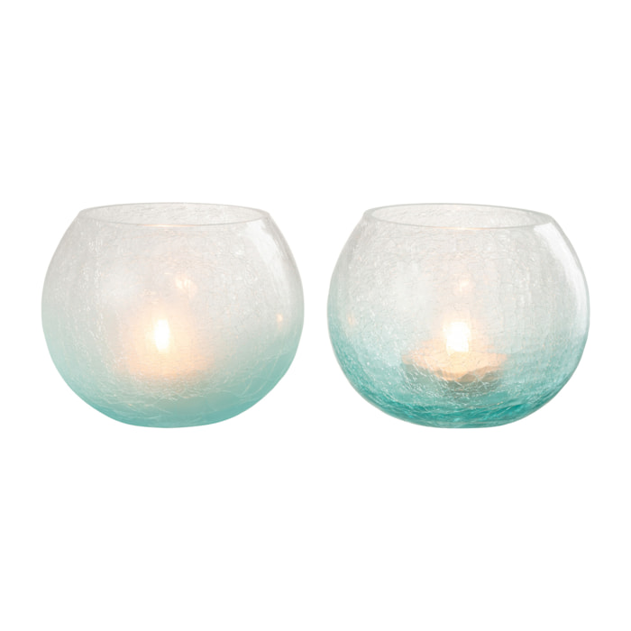 J-Line photophore Boule Craquele - verre - bleu - medium - 2 pcs