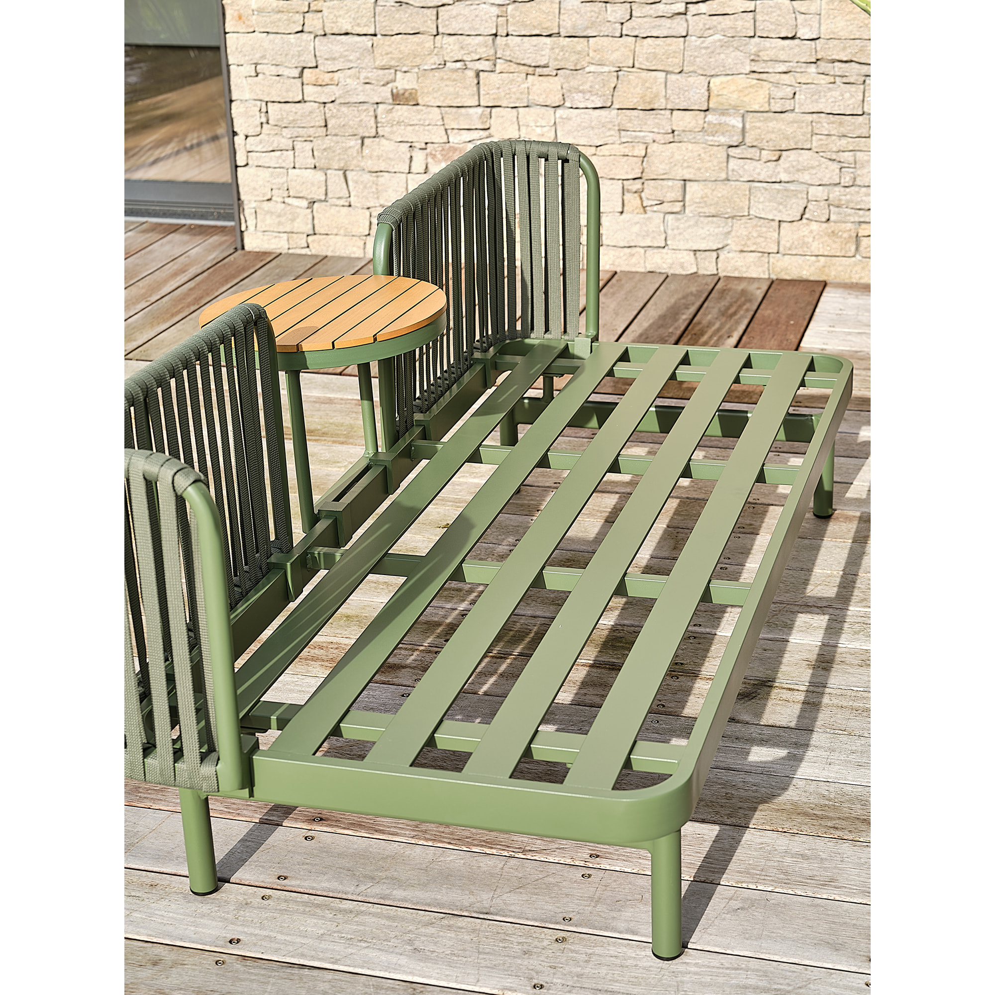 BARLIA - Canapé de jardin 3 places en aluminium - Olive