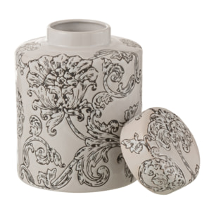 J-Line urne décorative Zen - porcelaine - blanc/noir - small