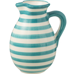 J-Line cruche Granada Stripes - céramique - blanc/aqua - large