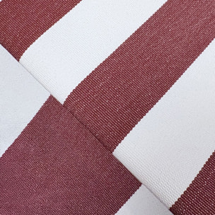 Parasol en polyester à rayure et métal imitation bois rouge ISOLA